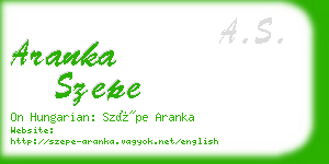 aranka szepe business card